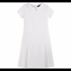 Tommy Hilfiger knit collar dress uniform pleat size 12 white